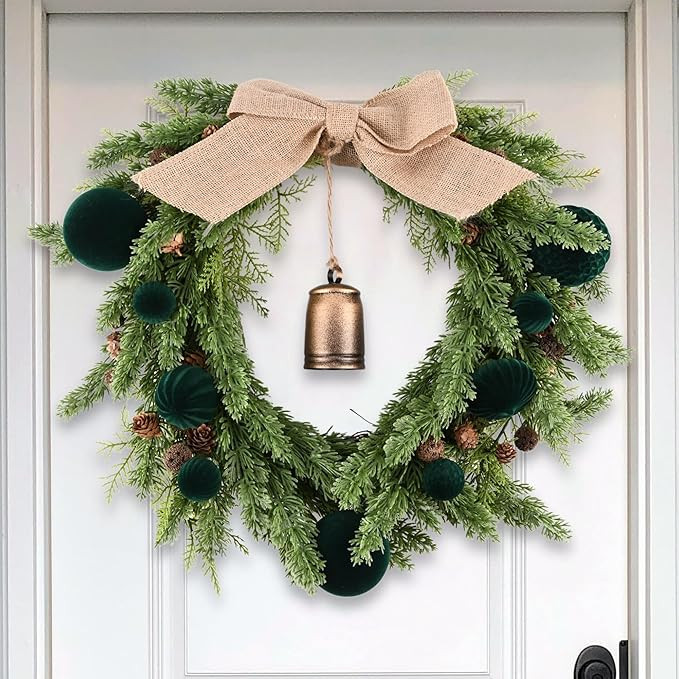 Christmas Tree Ornaments Green Velvet - Pack of 28pcs Flocked Xmas Balls Ornament Decorations Ass... | Amazon (US)