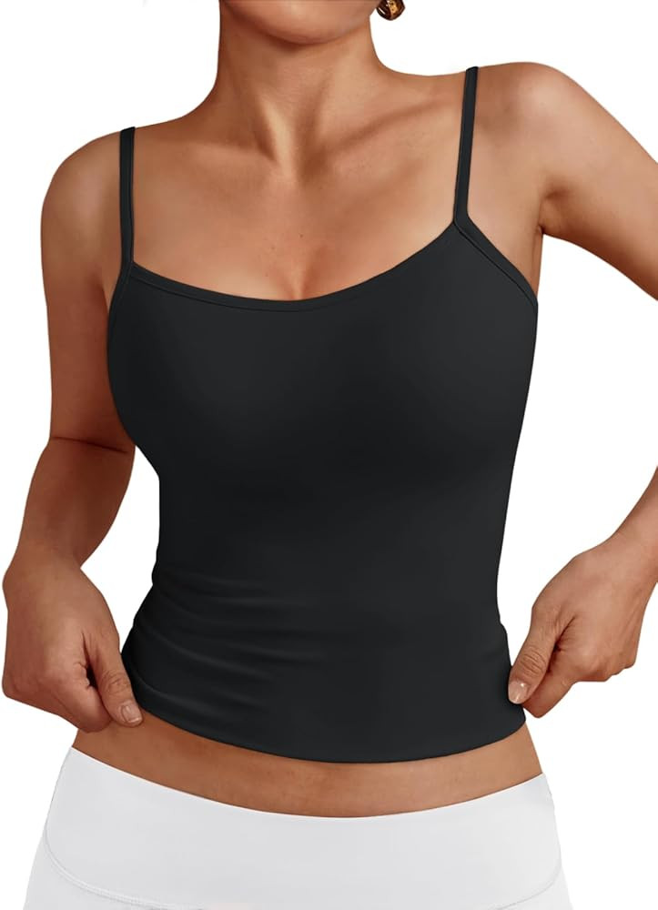 Trendy Queen Womens Adjustable Camisole Sleeveless Square Neck Spaghetti Strap Tank Tops Basic Sh... | Amazon (US)