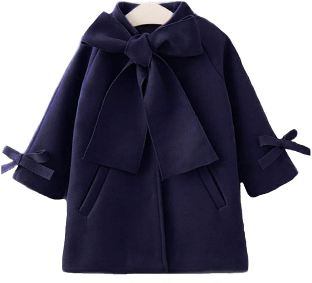 SUUGEN Toddler Kid Baby Girls Warm Wool Bowknot Coat Winter Overcoat Outwear Jacket | Amazon (US)