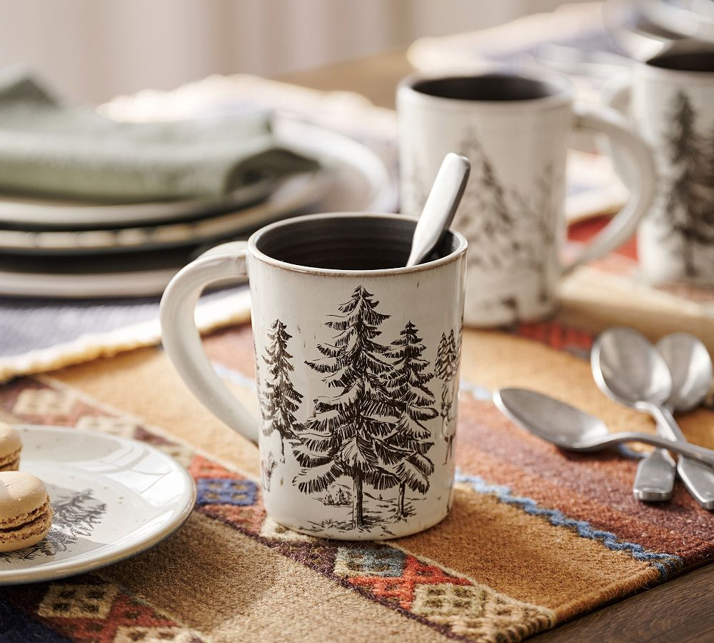 Rustic Forest Stoneware Mugs - Set of 4 | Pottery Barn (US)