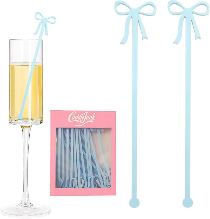 20 pcs Bow Drink Stirrers, Acrylic Drink Stirs for Blue Wedding Shower Decor, Coquette Birthday C... | Amazon (US)