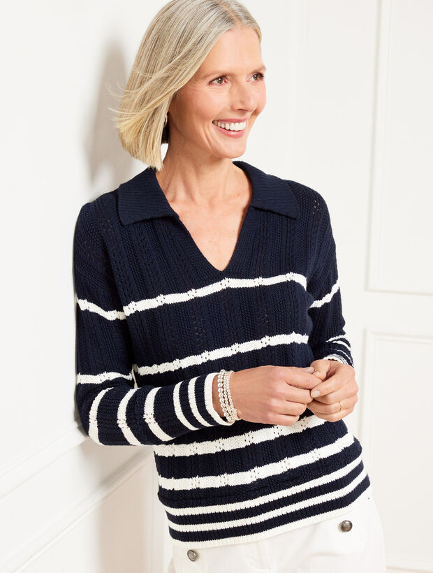 Johnny Collar Sweater - Breton Stripe | Talbots