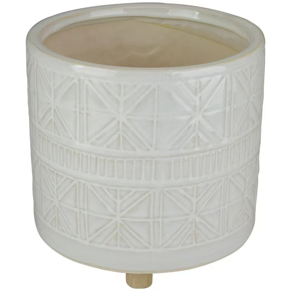 Raz Imports 7.25” White Footed Textured Clay Planter | Target