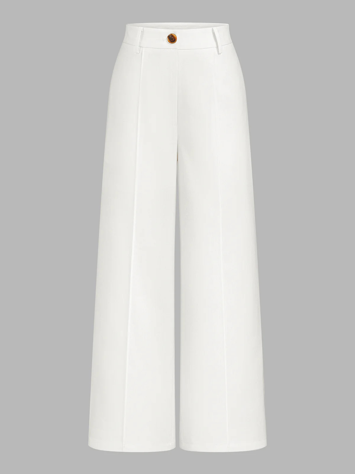 Linen Blend Mid-Waist Wide Leg Pants | Commense