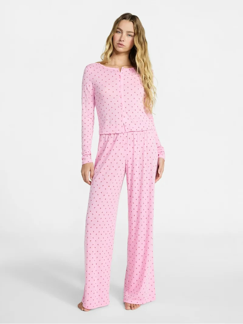 No Boundaries Sleep Pointelle Knit Pants, Women’s XXS-3X | Walmart (US)