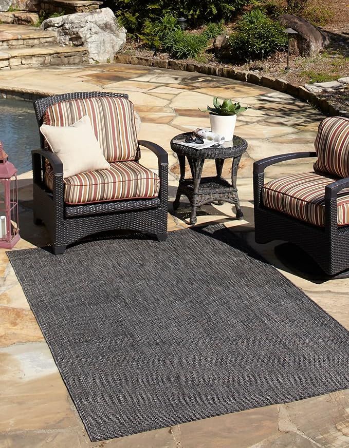Unique Loom Collection Casual Transitional Solid Heathered Indoor/Outdoor Flatweave Area Rug, 7 f... | Amazon (US)