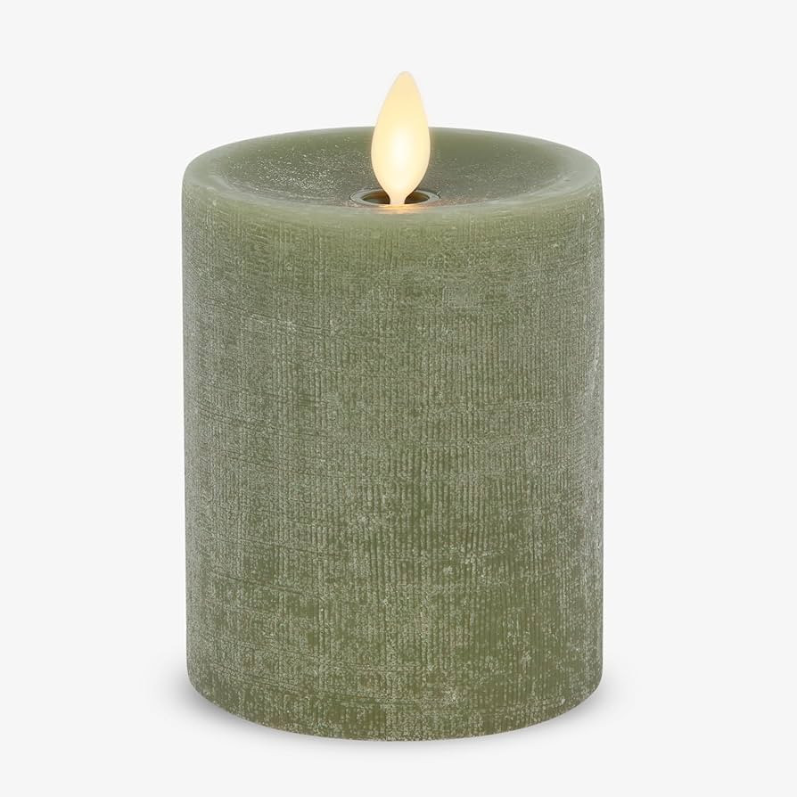 Luminara - Flameless LED Battery Operated Flickering Pillar Candles - Loden Green - Pack of 1-3x4... | Amazon (US)