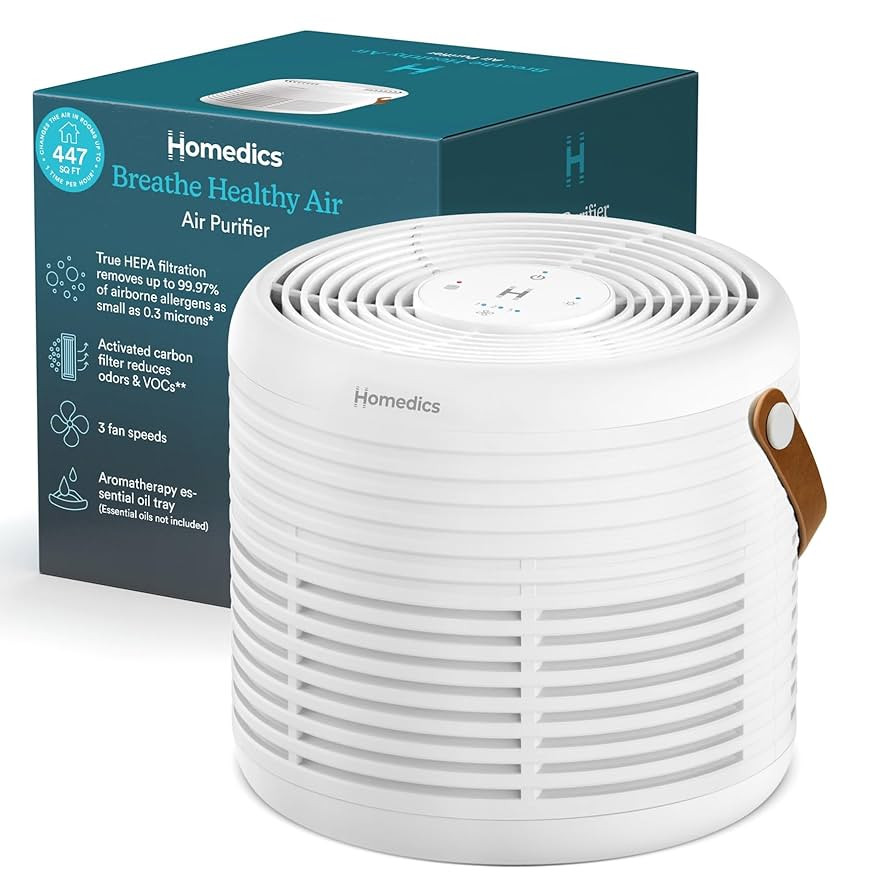 Homedics Air Purifier True HEPA Filter for Medium Rooms up to 447 Sq Ft Removes 99.97% Allergens,... | Amazon (US)