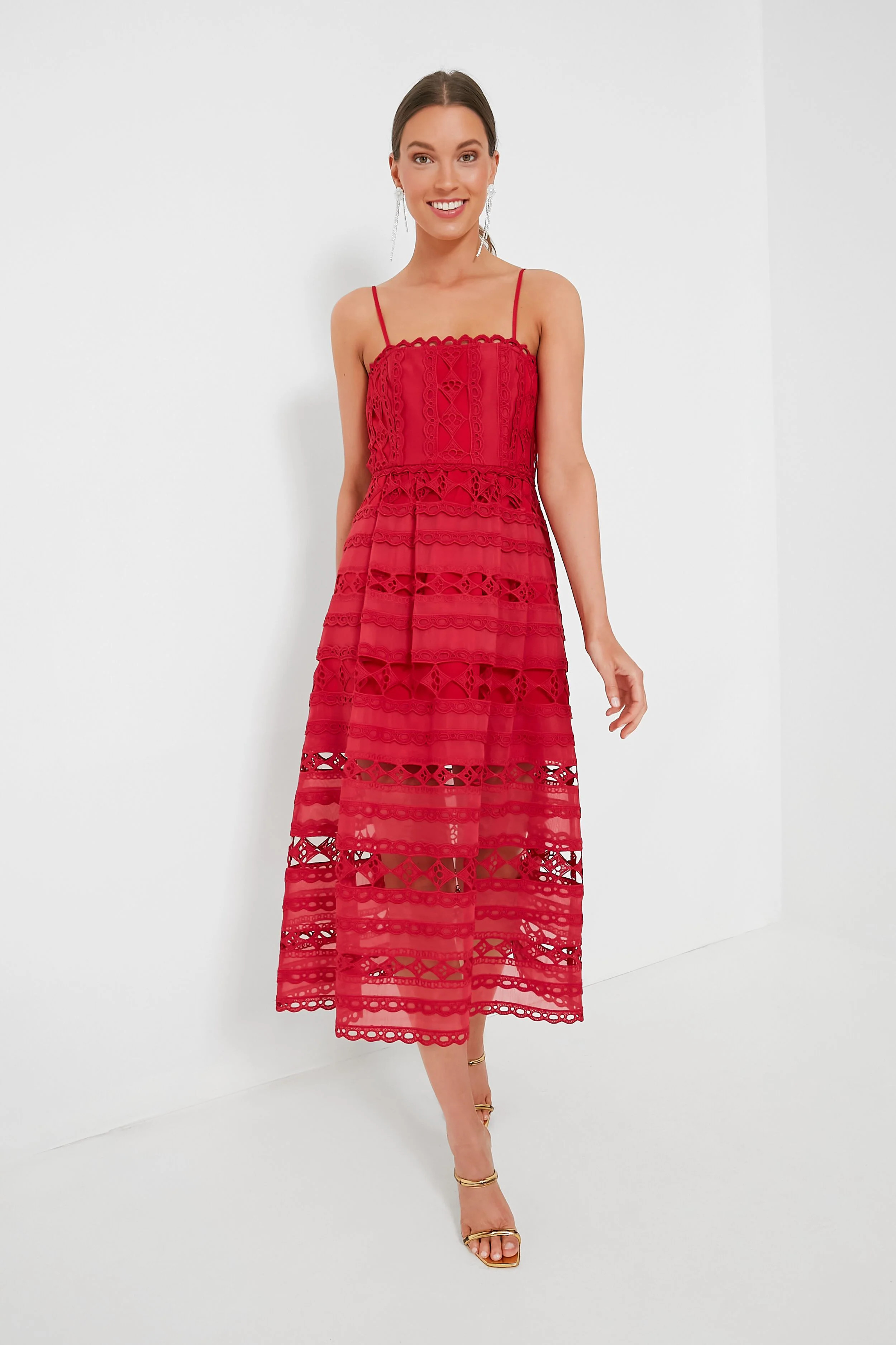 Red Lace Marlee Midi Dress | Tuckernuck (US)