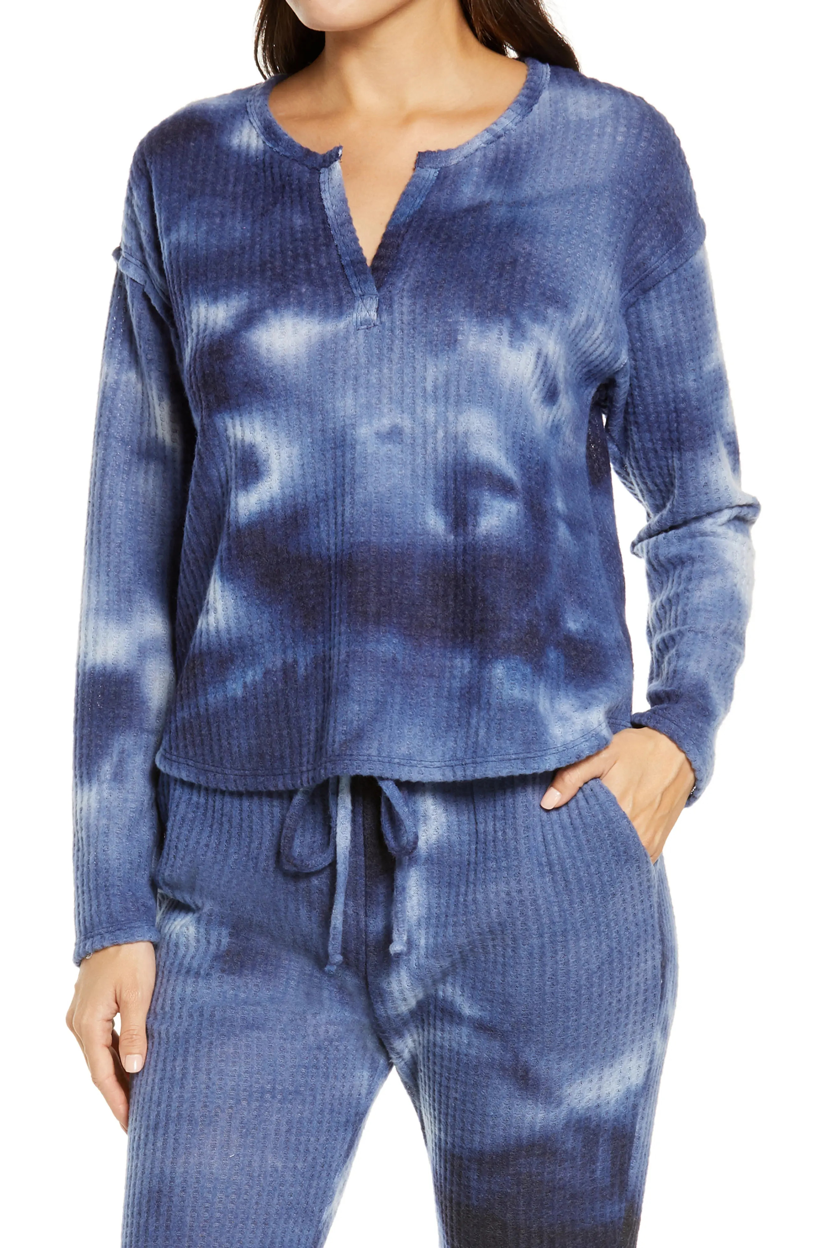 Women's Socialite Thermal Knit Tie Dye Pullover, Size Medium - Blue | Nordstrom
