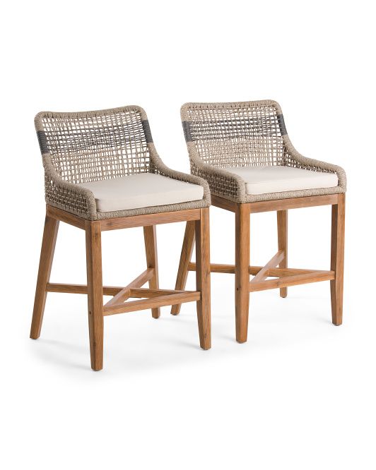 Set Of 2 Indoor Outdoor Rope Counter Stool | TJ Maxx