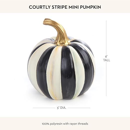 MACKENZIE-CHILDS Mini Pumpkin, Resin Halloween Home Decor, Black-and-White Courtly Stripe | Amazon (US)