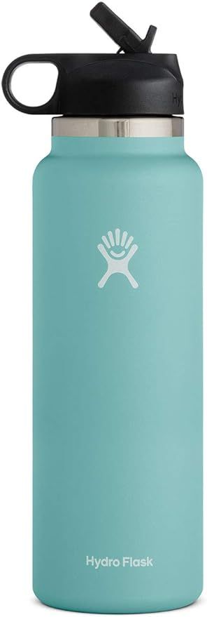 Hydro Flask Water Bottle - Wide Mouth Straw Lid 2.0 - Multiple Sizes & Colors | Amazon (US)