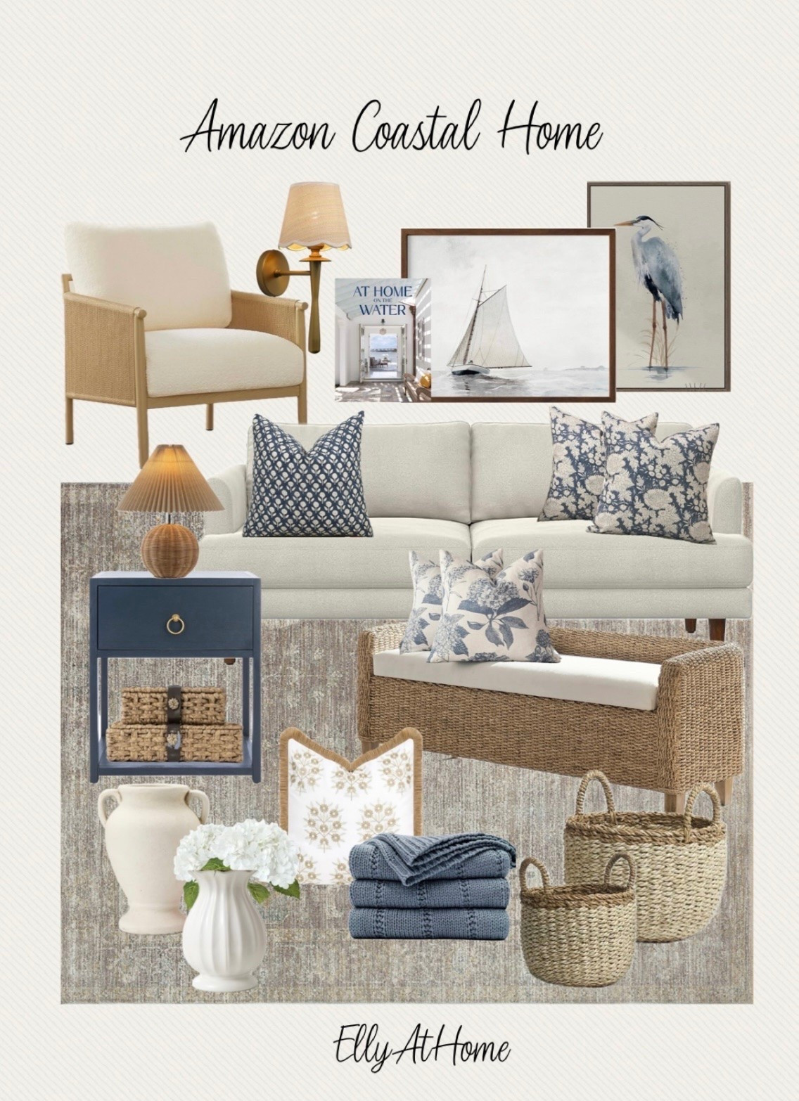 Amazon coastal home styling for a summer home! Shop rugs, pillows, artwork, home decor accessories, bench, sofa, table and more! Amazon home finds, free shipping.

#LTKHome #LTKSaleAlert