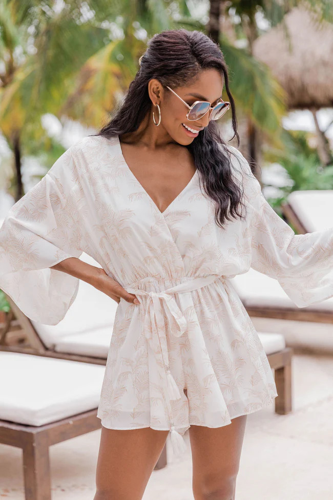 Trusting In You Printed Ivory Dress Romper | Pink Lily
