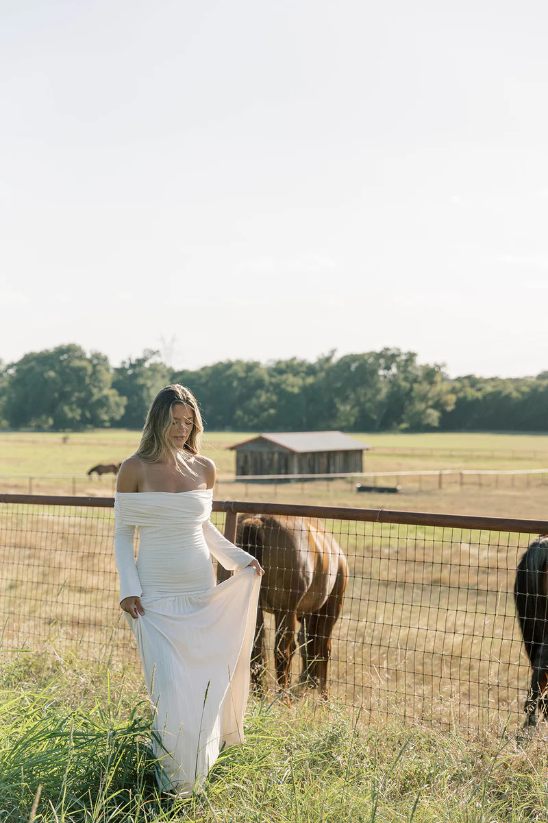 Lennox Long Sleeve Maxi Dress in Ivory | Worth Collective