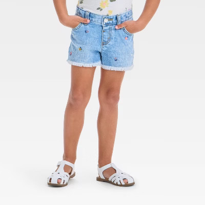 Toddler Girls' Floral Embroidered Shorts - Cat & Jack™ Light Wash | Target