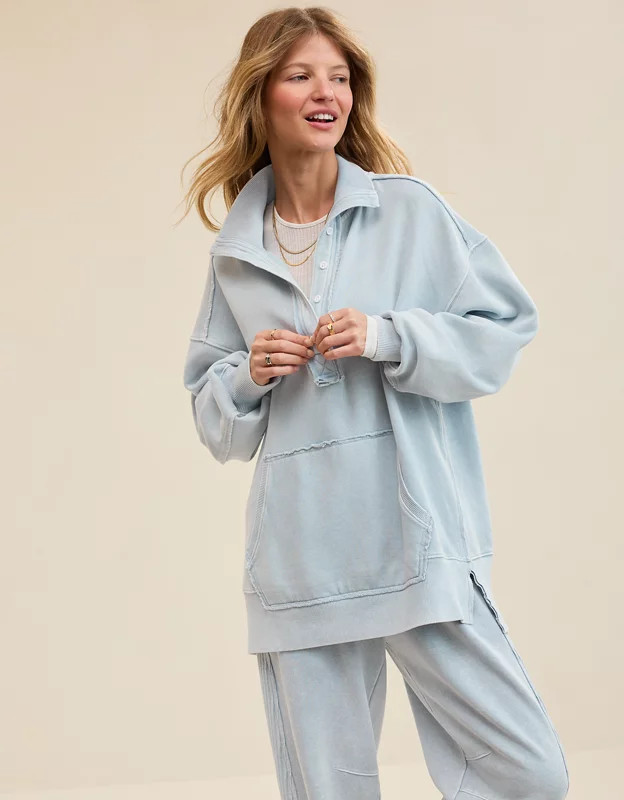 Aerie Vintage Popover Polo Sweatshirt | Aerie