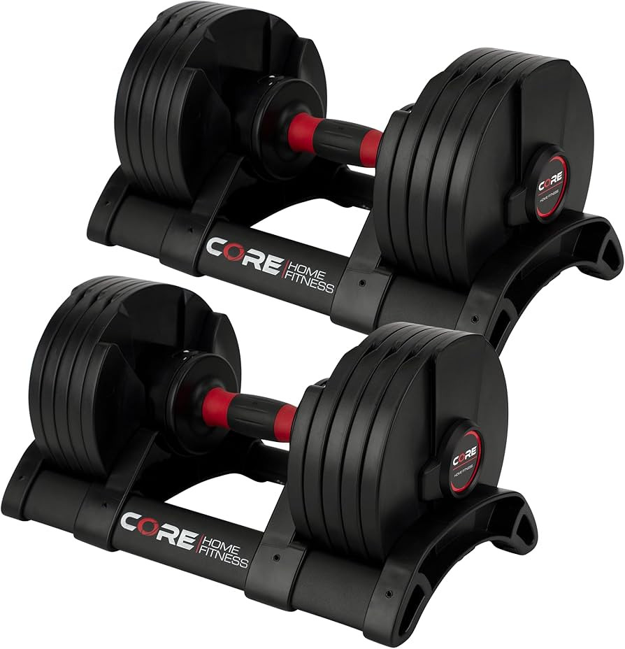Core Fitness Adjustable Dumbbell Weight Set, Space Saver Weights For Your Home, Fast Adjust Turn ... | Amazon (US)