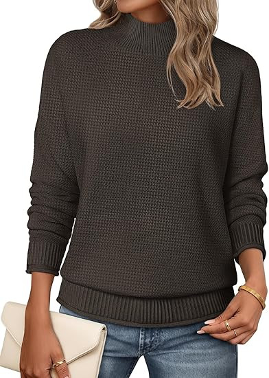MEROKEETY Women's Turtleneck Long Sleeve Sweater 2025 Fall Cozy Knit Loose Casual Trendy Pullover... | Amazon (US)