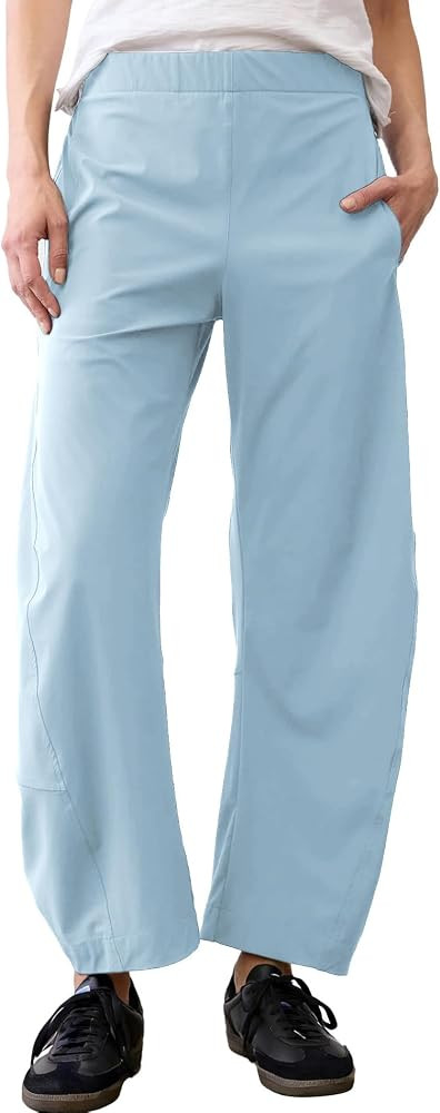 Womens Barrel Pants Wide Leg High Waisted Ankle Business Work Pants Travel Casual Trousers with Pockets | Amazon (US)