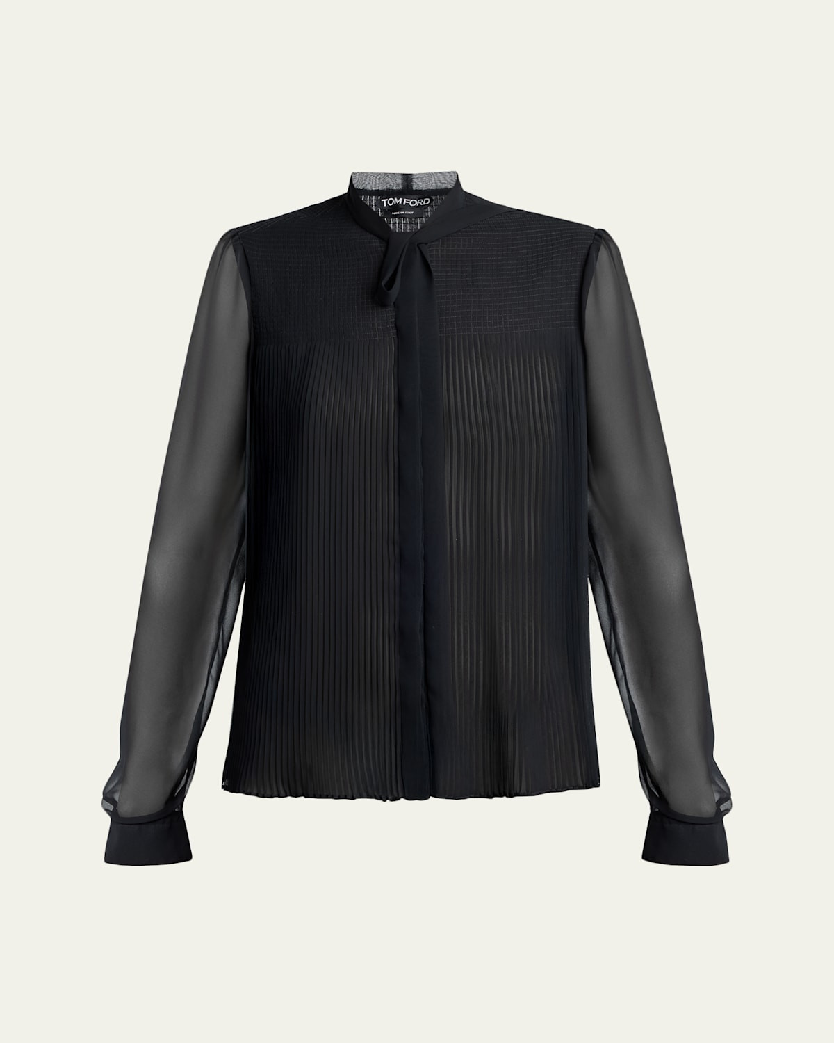 Chiffon Plisse Neck-Tie Blouse | Bergdorf Goodman