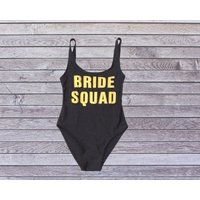 Bride Squad Swimsuit, Bridal Party Tribe Bachelorette One Piece Team Swimsuit | Etsy (US)