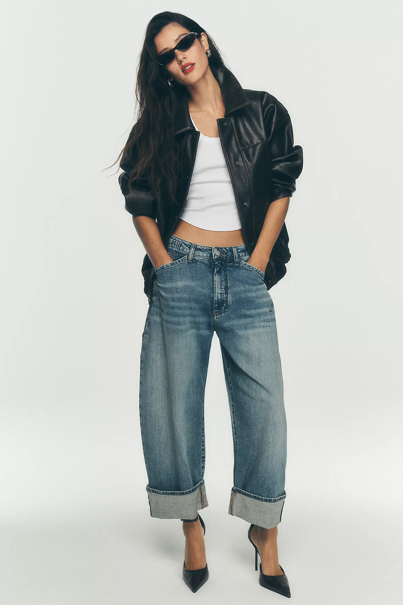 Pilcro Oversized Washed Faux Leather Jacket | Anthropologie (US)