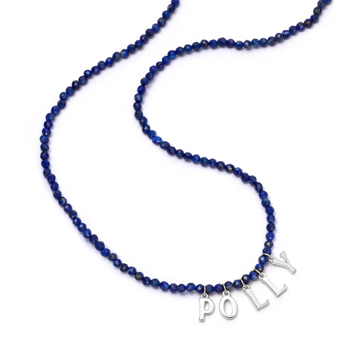 Polly Sayer Personalised Lapis Bead Necklace Sterling Silver | Daisy London Jewellery