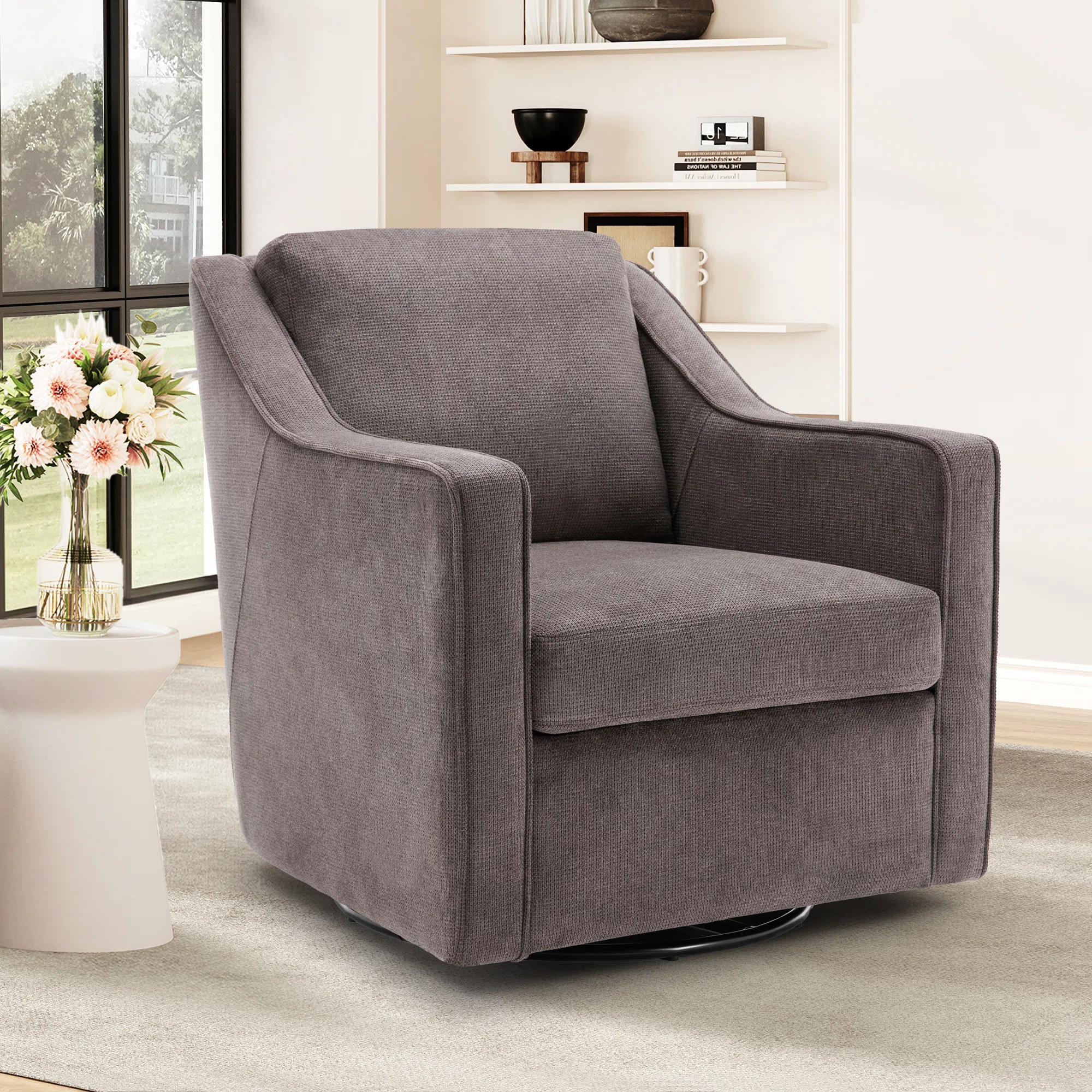 Charitini Big & Tall Removable Wide Swivel Accent Chair, Full Back Upholstered Fabric Lounge Chai... | Wayfair North America