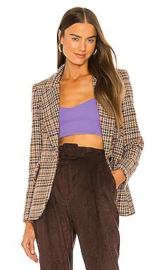 L'AGENCE Chamberlain Blazer in Tan Multi Twill Plaid from Revolve.com | Revolve Clothing (Global)