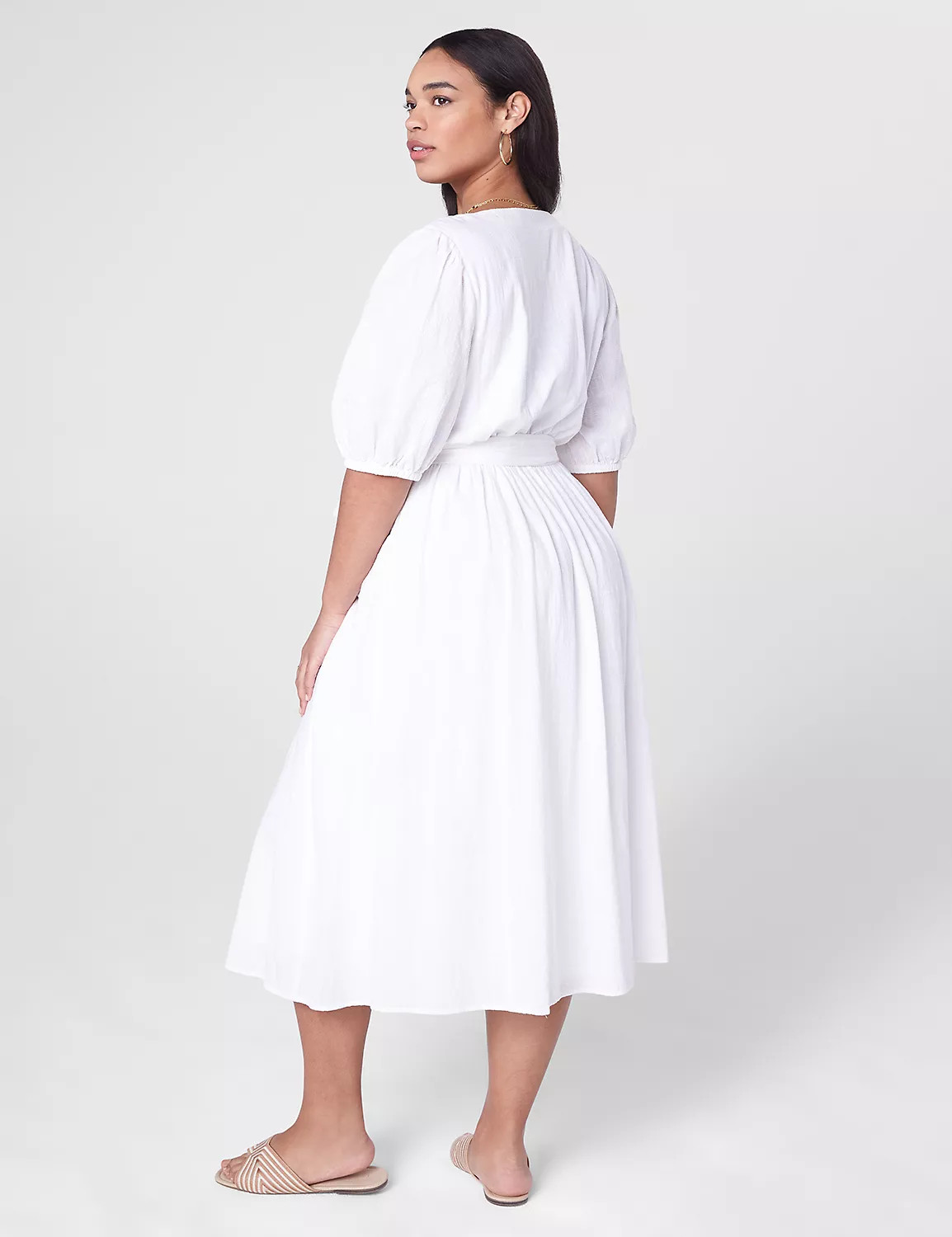 Blouson-Sleeve Button-Down Midi Dress | LaneBryant | Lane Bryant (US)