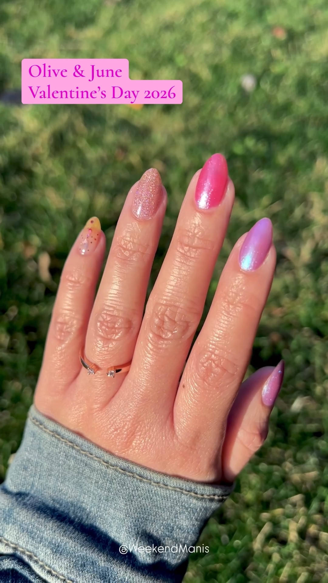 (Gifted) 💝 New for Valentine’s Day, @oliveandjune is releasing 7 new polish shades, 4 new press-on styles, 2 new Pressies looks, and 1 perfectly pink Caboodle with a set of limited edition stickers so you can make it your own 💖 

(Wearing, from pinky to thumb: Hearted, Mwah,  Hard Launch, SWAK)

New Polish:

Long-Lasting ($10 each)
🩷 First Date: sheer pink with micro glitter
🩷 Hard Launch: sheer magenta duochrome

Quick Dry ($9 each)
🩷 SWAK: blue-purple duochrome
🩷 Hearted: heart sequin polish
🩷 Mwah: holographic pink glitter

Gel Polish ($12 each)
🩷 Baroque: sheer iridescent pearl
🩷 Diamonds are a Mani’s Best Friend: sparkly iridescent sheer

New Press-Ons:

Instant Mani with Glue ($10 each)
🩷 Red Illusion Velvet French: medium almond
🩷 Puffy Chrome Candy Heart: medium oval

Super Stick Effects with Tabs ($10 each)
🩷 Pink Sands Chrome: short squoval
🩷 Velvet Pearly Hearts: extra short round

Pressies ($9 each)
🩷 Crazy for Candy Hearts: S/M round
🩷 I Heart Cherries French: XS/S round


#LTKFindsUnder50 #LTKselfcare #LTKBeauty