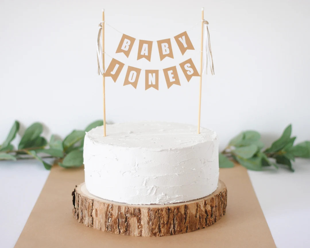 Baby Name Cake Topper - Personalized Baby Shower Cake Topper - Baby Name Cake Banner - Personaliz... | Etsy (US)