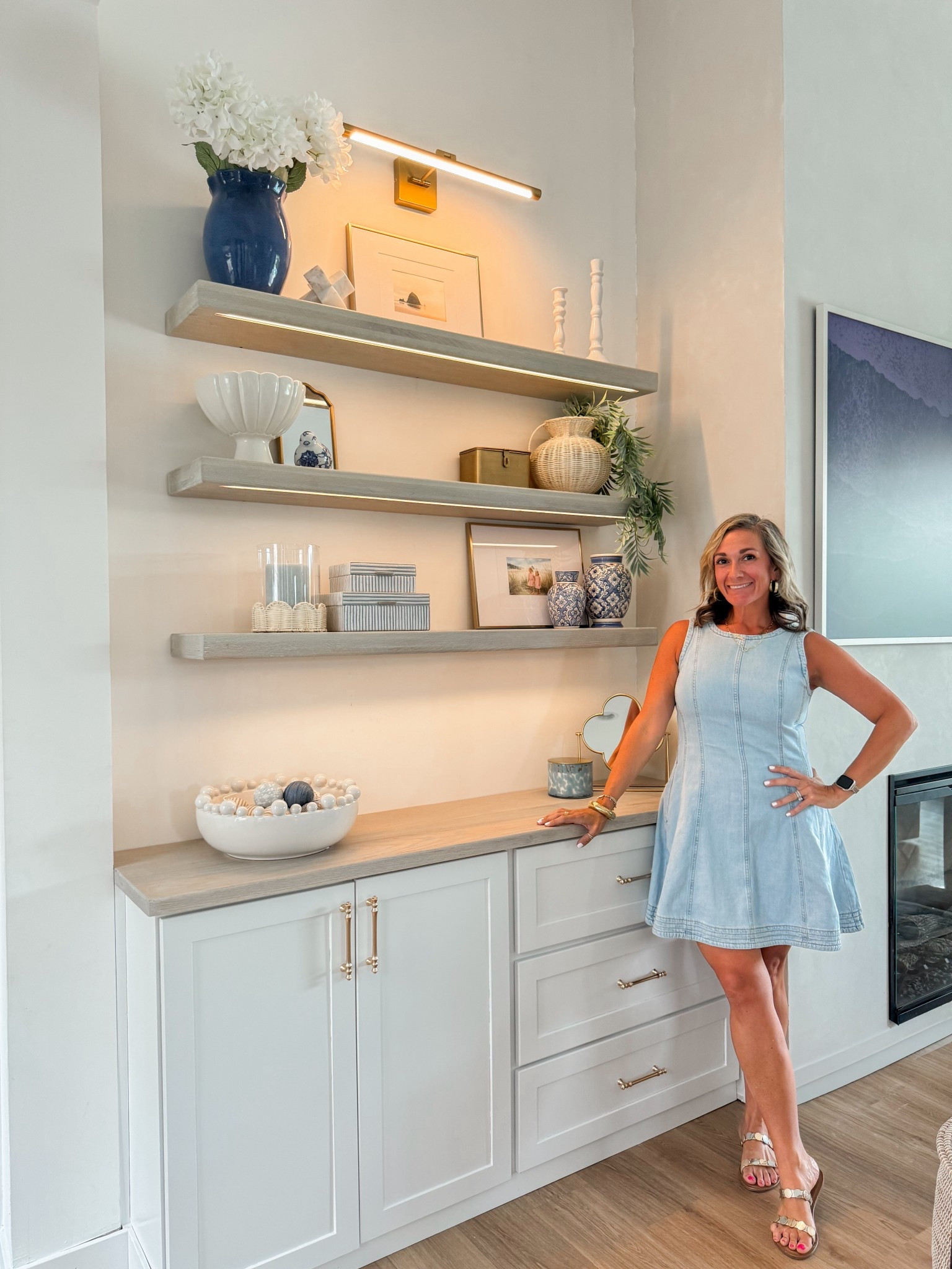 Our open shelves next to our fireplace styled! 

#LTKHome #LTKSeasonal