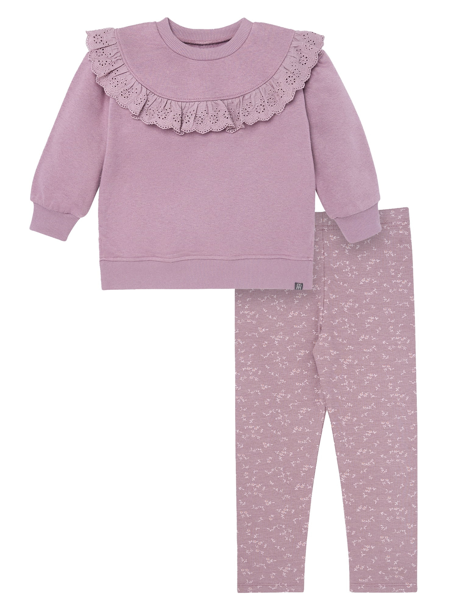 Modern Moments by Gerber Toddler Girl Eyelet Ruffle Sweatshirt Tunic and Legging Set, Sizes 12M-5... | Walmart (US)