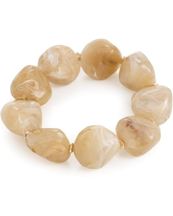 ADINA EDEN Women's Neutral Stone Beaded Stretch Bracelet | Amazon (US)