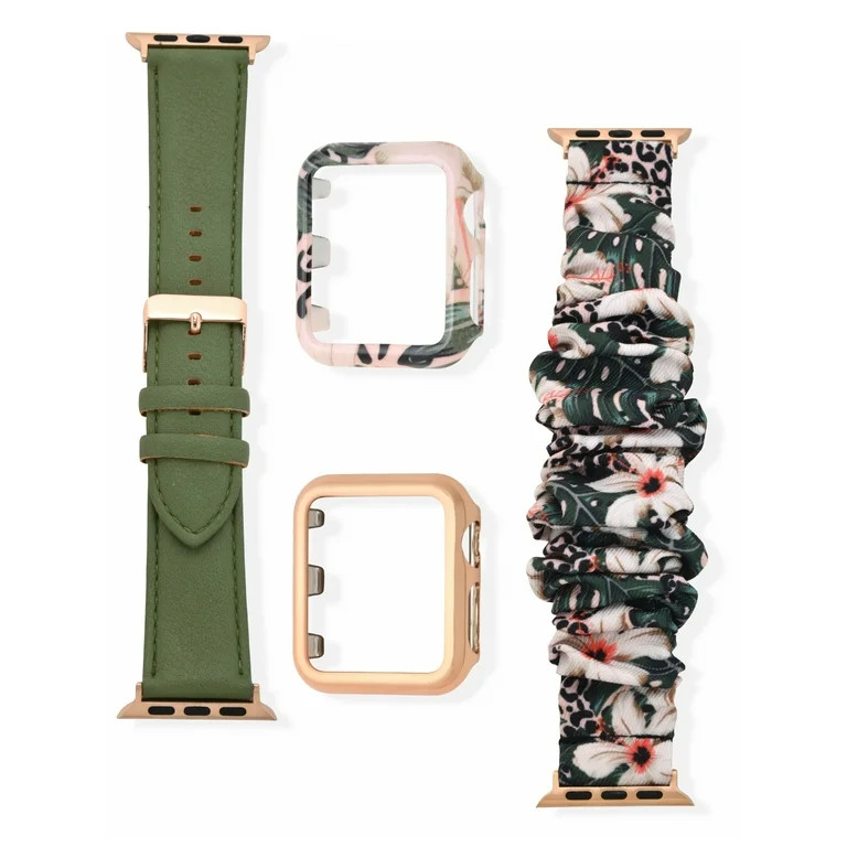 Time & True Watch Band and Bumper 4 Pc Set for Apple Watch - Green/Rose Gold | Walmart (US)