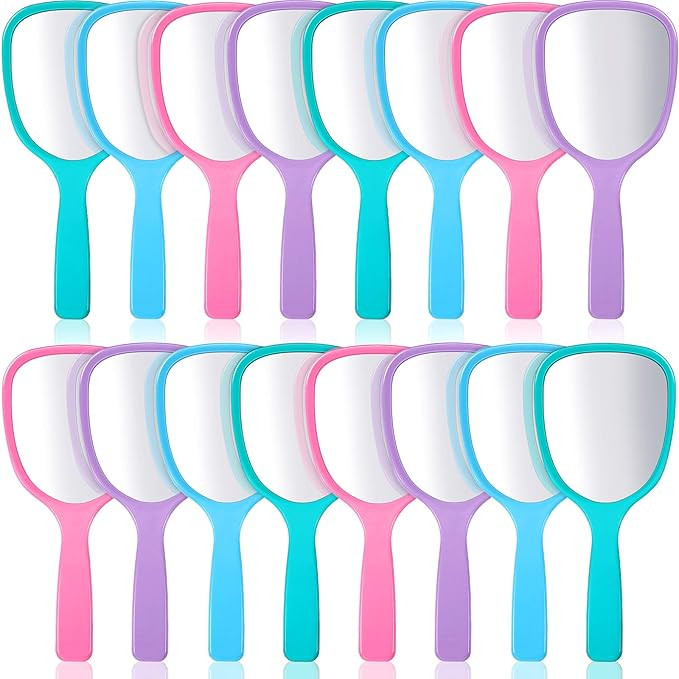 Hicarer 16 Pcs Hand Handheld Mirror with Handle Plastic Travel Makeup Handheld Cosmetic Mirror fo... | Amazon (US)