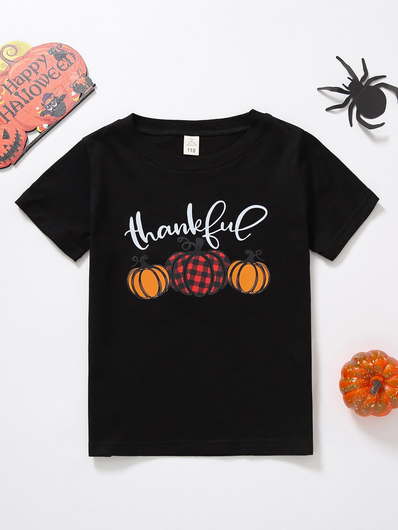 Toddler Girls Halloween Letter & Pumpkin Print Tee | SHEIN