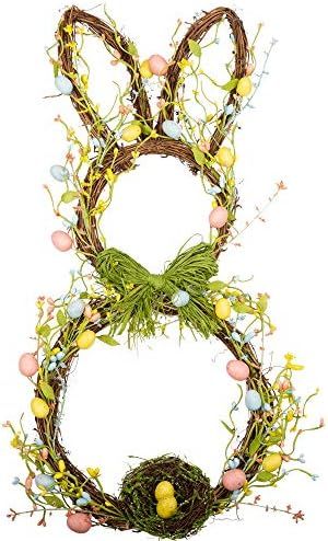 VGIA 27 Inch Artificial Easter Wreath with Pastel Eggs and Mixed Twigs Spring Bunny Wreath for Front | Amazon (US)