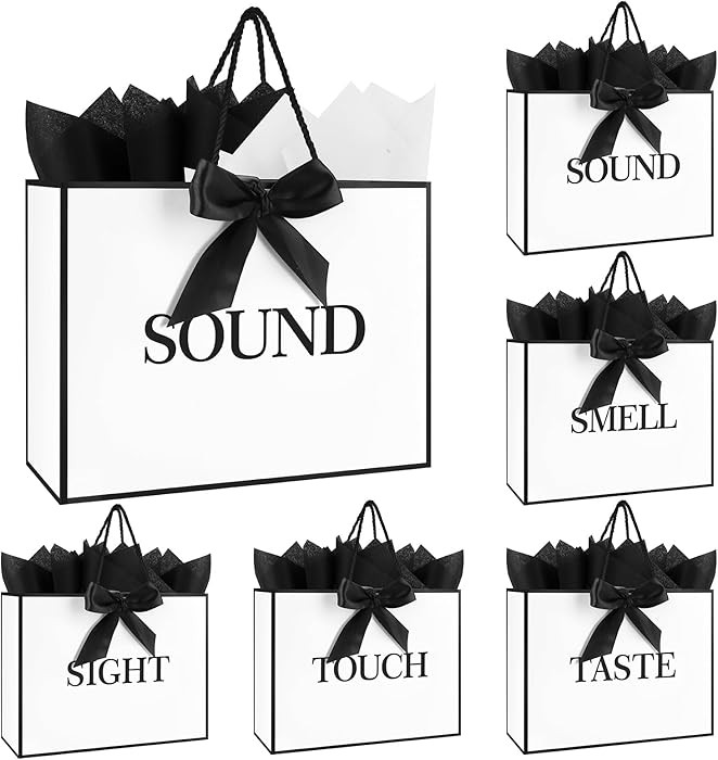 5 Senses Gift Bags for Him Her With Labels,Handles,Ribbon and Tissue Paper, 12.6 X 8.7 X4 Inch Fi... | Amazon (US)