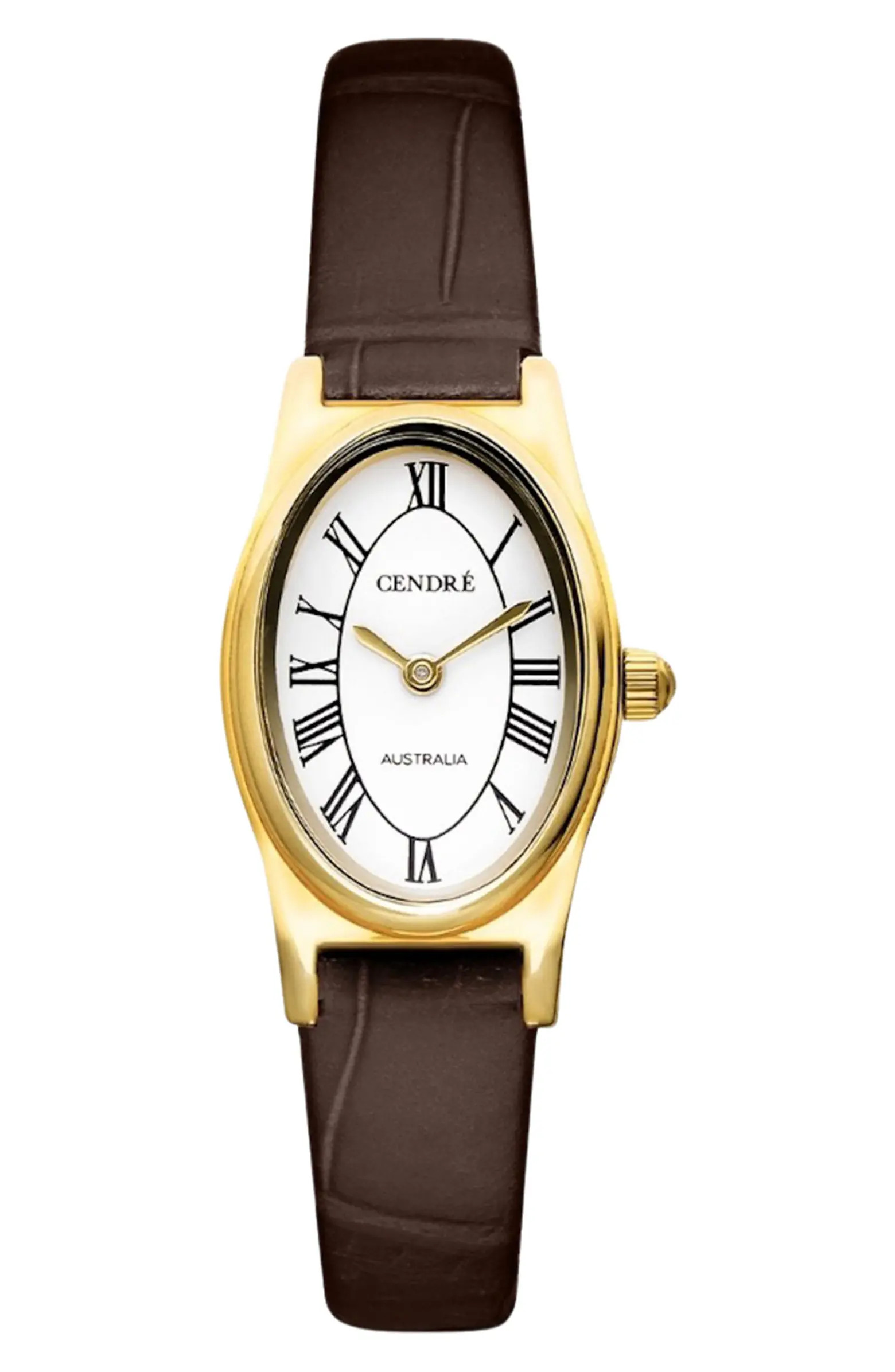 Emmeline Leather Strap Watch, 16mm x 24mm | Nordstrom