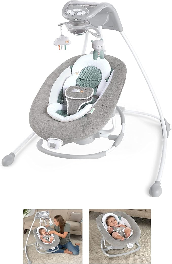 Ingenuity InLighten 2-in-1 Baby Swing & Rocker - Cool Mesh Fabric, Vibrations, Swivel Infant Seat... | Amazon (US)