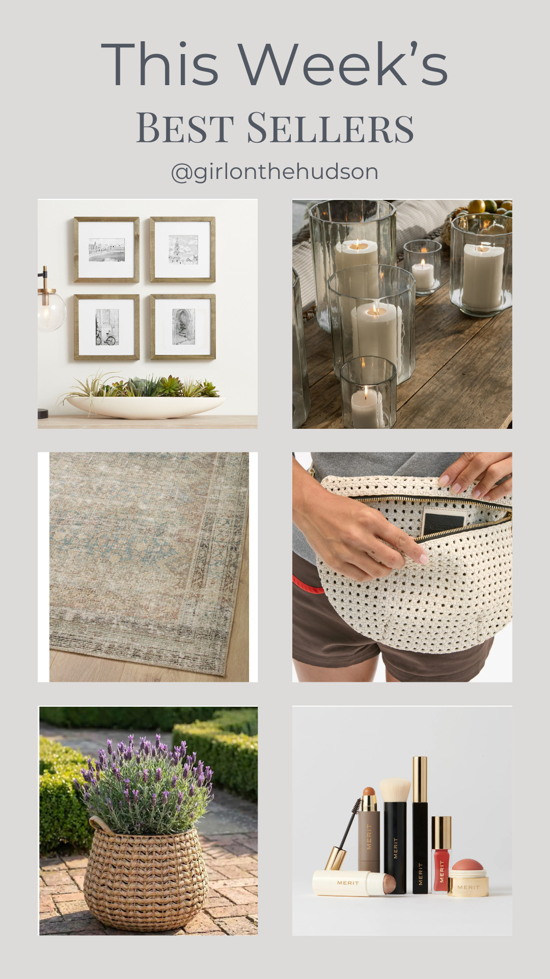 This week's favorites! 

My go-to everyday summer bag, the prettiest woven planter for your front porch or backyard, my 5 min beauty routine, the most perfect rug that looks good in every room, glass hurricanes for outdoor entertaining, and our gallery wall picture frames 

 #LTKootd #LTKHome #LTKSaleAlert
