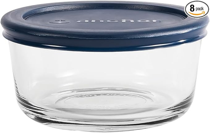 Anchor Hocking 2 Cup Glass Storage Containers with Lids, Set of 4 Glass Food Storage Containers w... | Amazon (US)