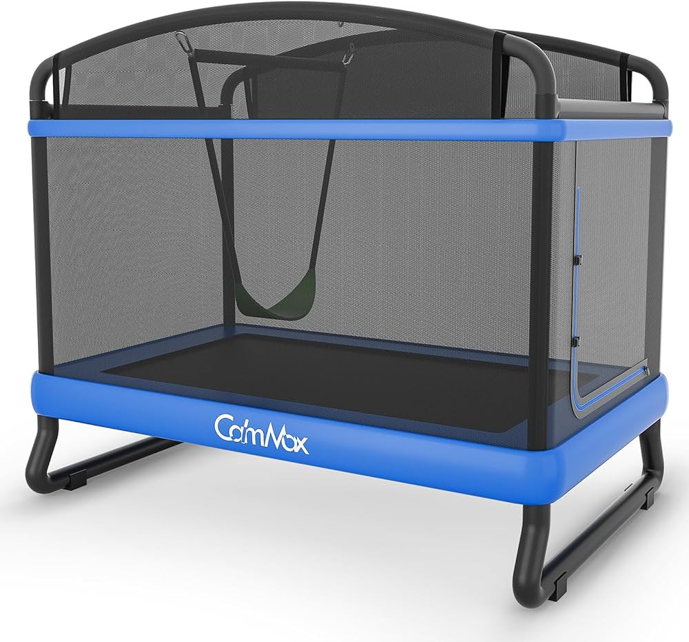 6FT Rectangle Toddler Trampoline with Swing & Horizontal Bar, Enclosure Safety Net, ASTM Approved... | Amazon (US)