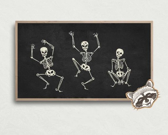 Halloween Frame TV Art  Three Dancing Skeletons Art  - Etsy | Etsy (US)