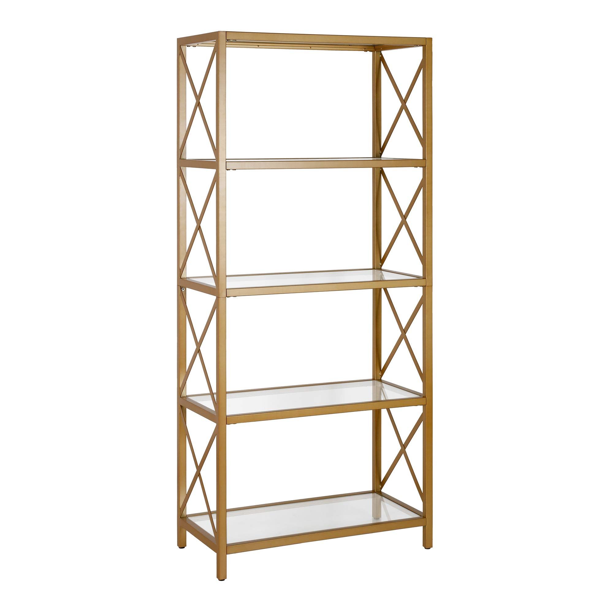 Henn&Hart Brushed Brass Finish Bookcase, 30", Gold | Amazon (US)