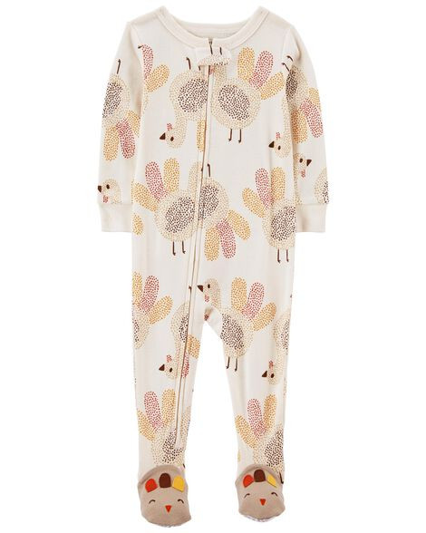 Carter's Baby Girls 1-Piece Thanksgiving 100% Snug Fit Footie Pajamas 24M Ivory | Carter's